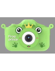 ASAKY KIDS PHOTO CAMERA DIGITAL BUBBLE MICRO SD 2"IPS HD SCREEN GREEN + COVER RANA